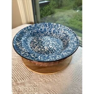 VINTAGE Blue & White CGS International Enamelware Splatter 10" Pie Plate Pan EUC